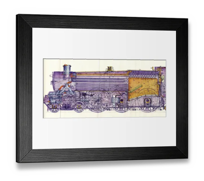 Framed Print : Colour cross-section plan of Castle Class Locomotive, c. 1923 Framed Print : Colour cross-section plan of Castle Class Locomotive, c. 1923