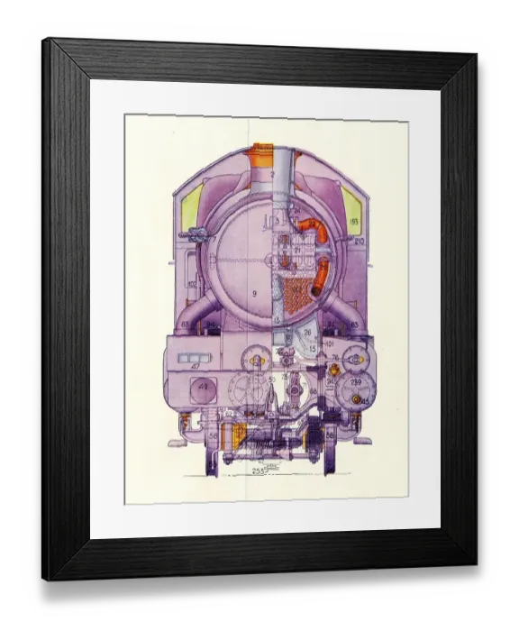 Framed Print : Colour Diagram of Castle Class Locomotive, c. 1923 Framed Print : Colour Diagram of Castle Class Locomotive, c. 1923