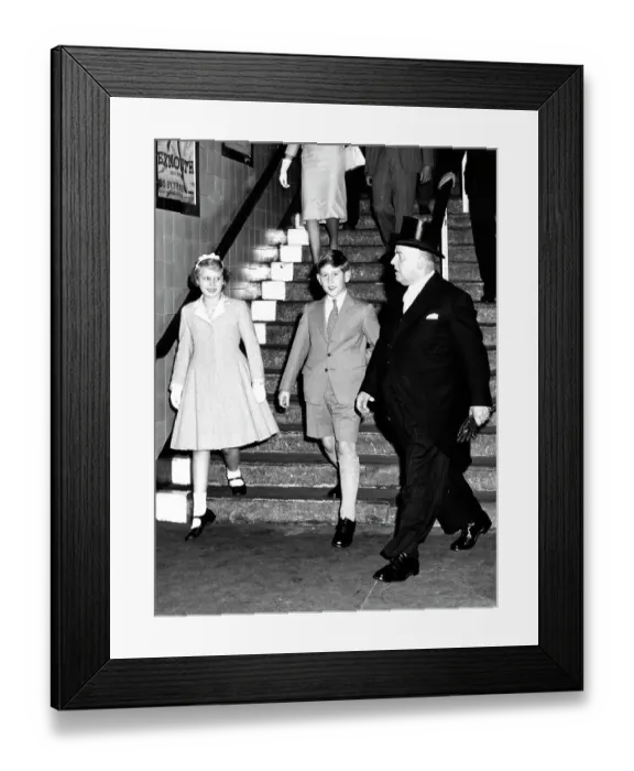 Framed Print : Prince Charles and Princess Anne Arriving at Cardiff, August 1960 Framed Print : Prince Charles and Princess Anne Arriving at Cardiff, August 1960