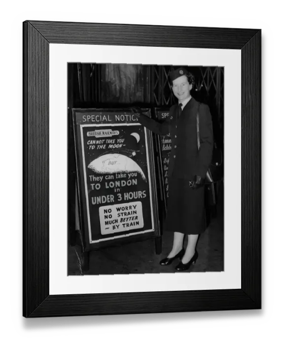Framed Print : Vera Bray, Rail Travel Advisor, Cardiff Station 1957