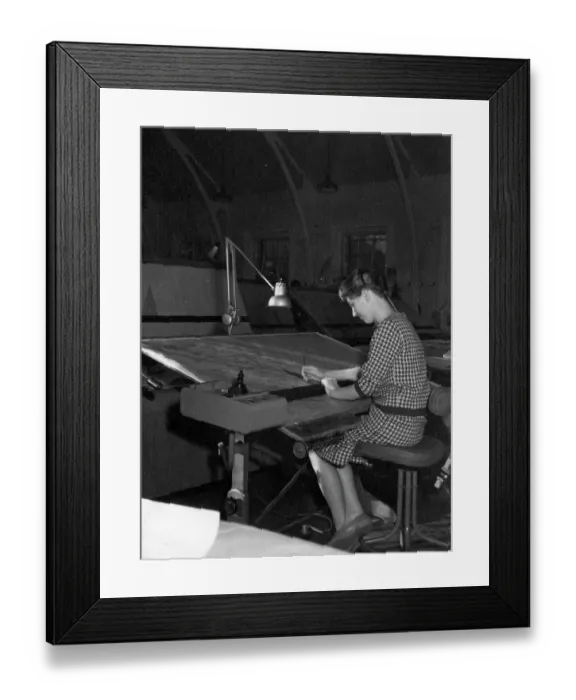 Framed Print : Female Tracer in the Drawing Office at Swindon Works, 1959