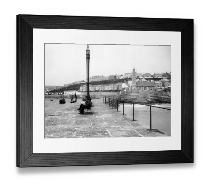 Framed Print : Porthleven Quay and Town, Cornwall, 1923