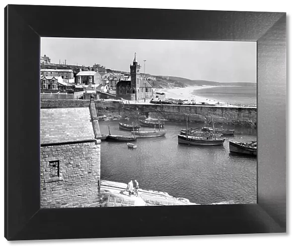 Porthleven Harbour and Town, Cornwall, 1933