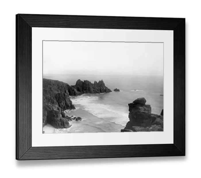 Framed Print : Treen Castle Rocks near Porthcurno, Cornwall, 1924