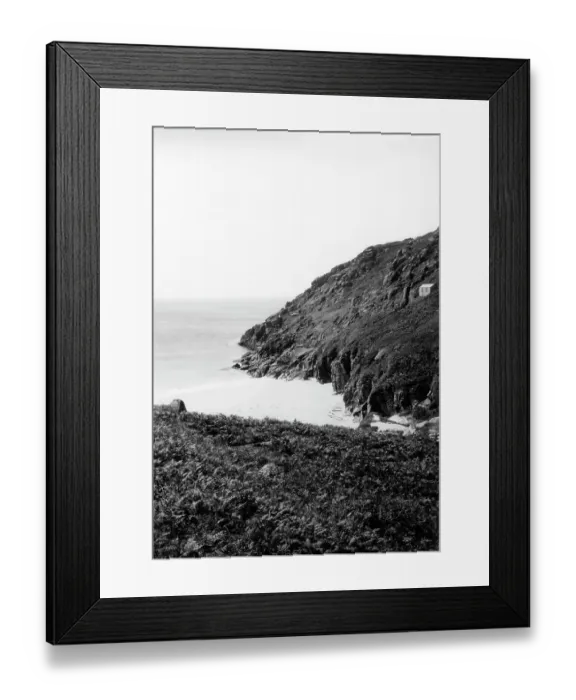 Framed Print : Porthcurno Beach and Rocks, Cornwall, 1928