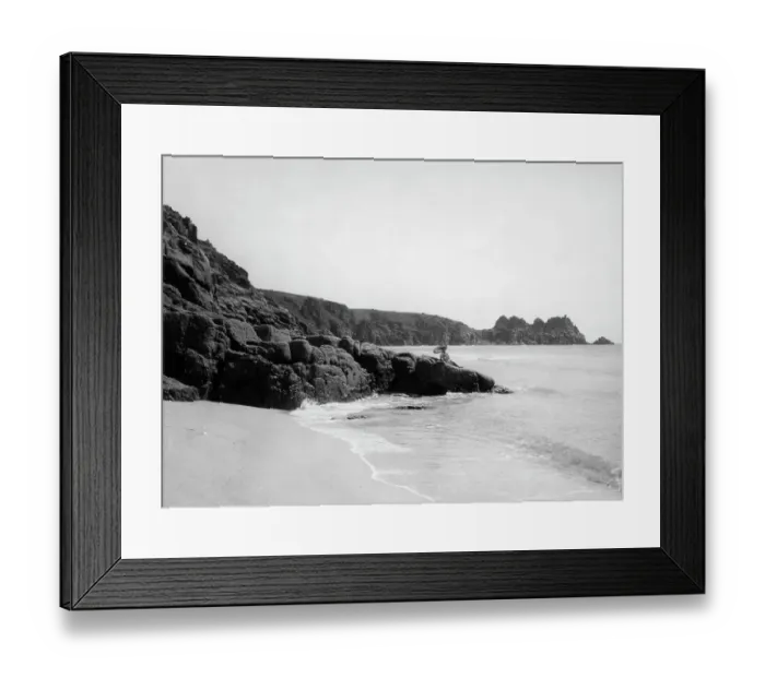 Framed Print : The Beach and Cliffs at Porthcurno, Cornwall, 1928 Framed Print : The Beach and Cliffs at Porthcurno, Cornwall, 1928