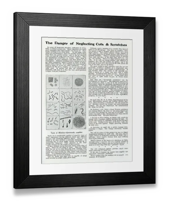 Framed Print : GWR Magazine article about cuts and scratches, June 1919 Framed Print : GWR Magazine article about cuts and scratches, June 1919