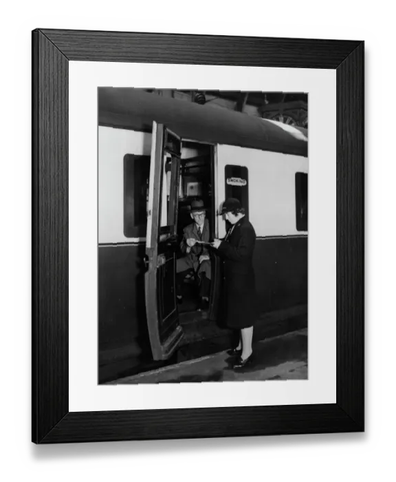 Framed Print : Female Ticket Inspector at Paddington Station in 1943