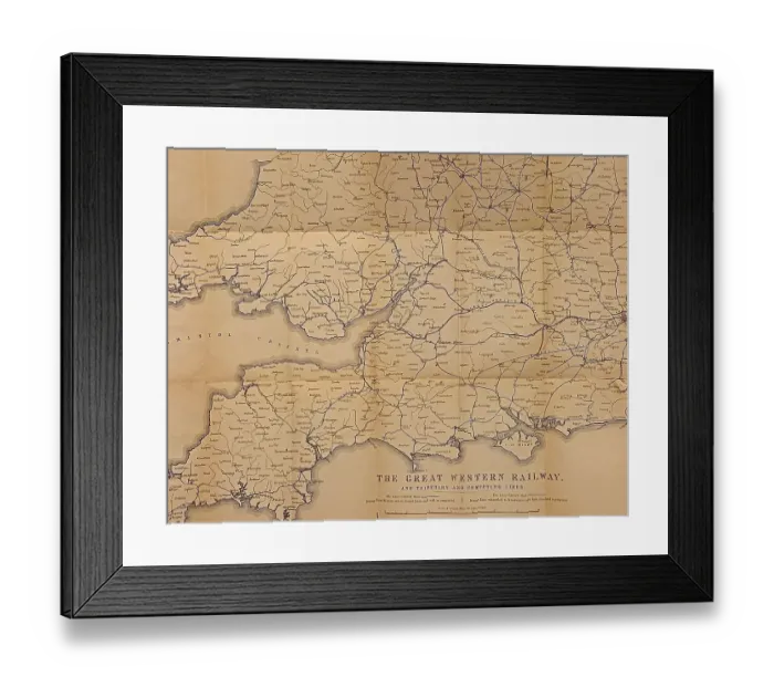 Framed Print : GWR network map, 1850 Framed Print : GWR network map, 1850