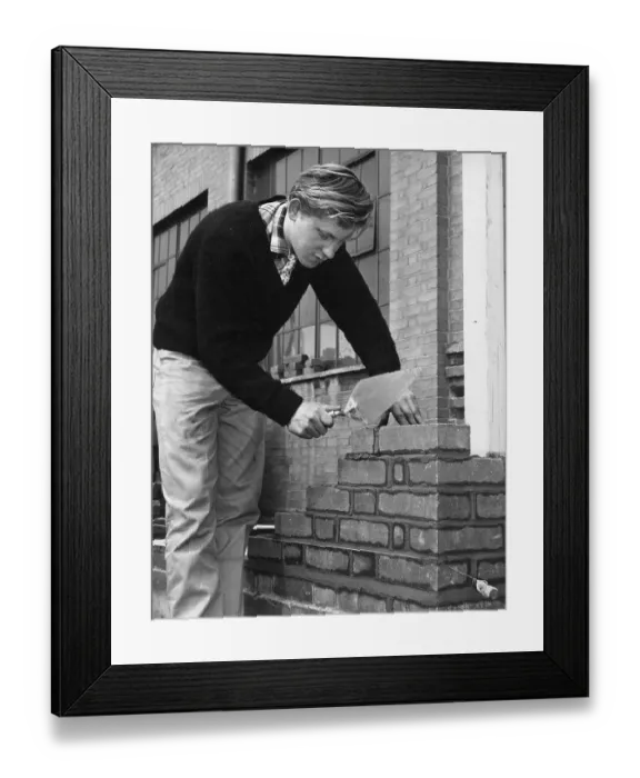 Framed Print : Apprentice bricklayer at Swindon's Pre-Apprentice Training School, 1963 Framed Print : Apprentice bricklayer at Swindon's Pre-Apprentice Training School, 1963