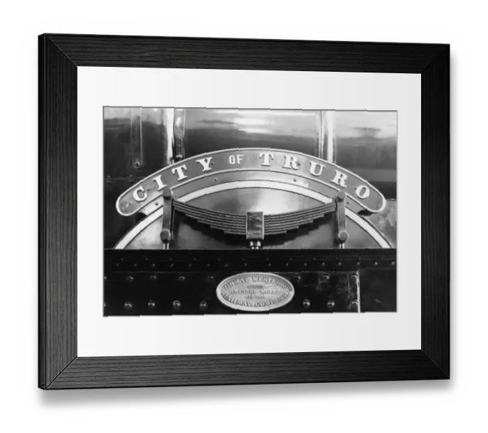 Framed Print : No 3440 City of Truro nameplate and build plate