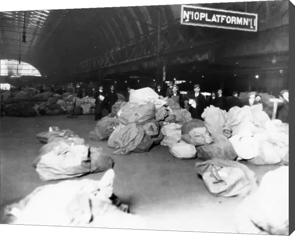 Mail sacks on Platform 10 at Paddington Station, 1926