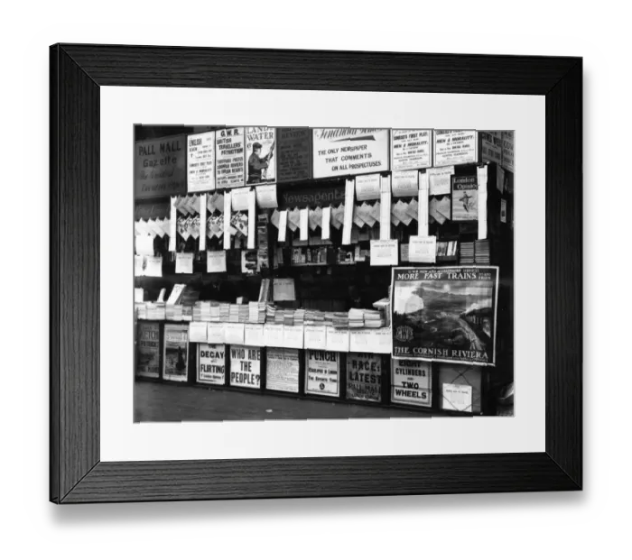 Framed Print : Wymans Bookstall at Paddington Station, 1913