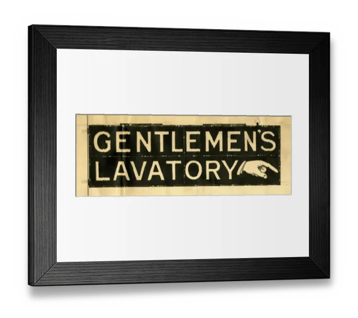 Framed Print : Design for Gentlemens Lavatory sign at Paddington Station
