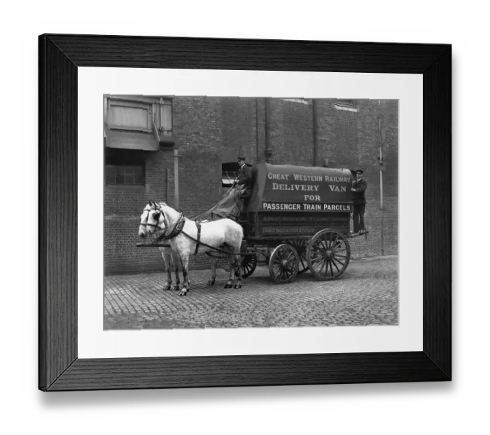 Framed Print : GWR Two Horse Parcel Delivery Van, 1933 Framed Print : GWR Two Horse Parcel Delivery Van, 1933
