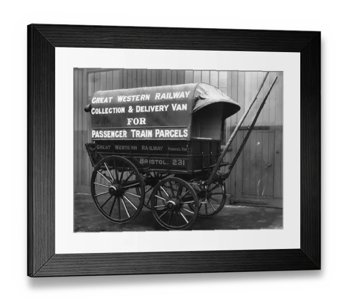 Framed Print : Single Horse Drawn Passenger Train Parcels Van, 1900 Framed Print : Single Horse Drawn Passenger Train Parcels Van, 1900