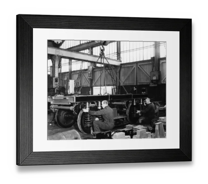 Framed Print : Bogie repairs in No 19 (C / D) Shop, c1965 Framed Print : Bogie repairs in No 19 (C / D) Shop, c1965