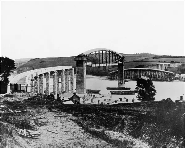Construction of the Royal Albert Bridge at Saltash, 1858