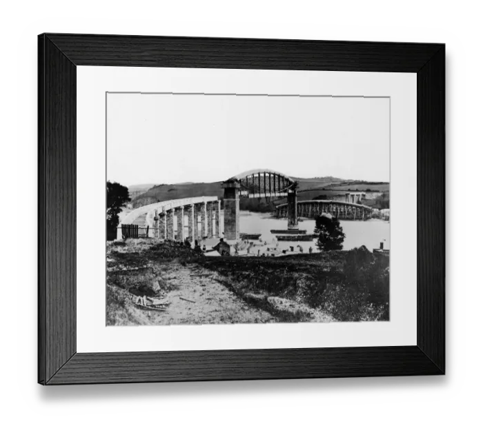 Framed Print : Construction of the Royal Albert Bridge at Saltash, 1858