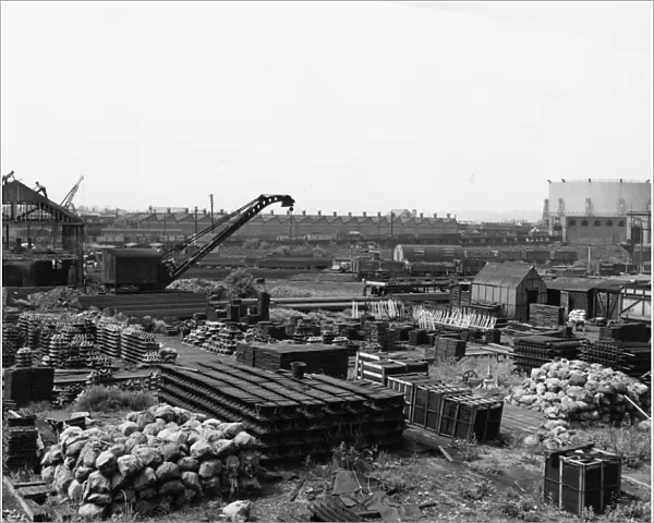 Construction of new crossings shop, 1956