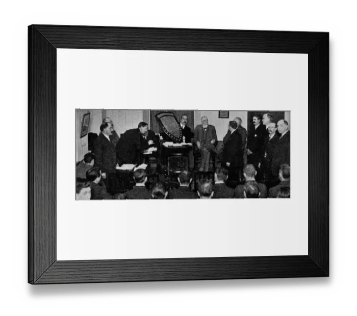 Framed Print : Presentation of the Robins Bolitho Challenge Shield to the GWR Truro Ambulance Team, 1921 Framed Print : Presentation of the Robins Bolitho Challenge Shield to the GWR Truro Ambulance Team, 1921
