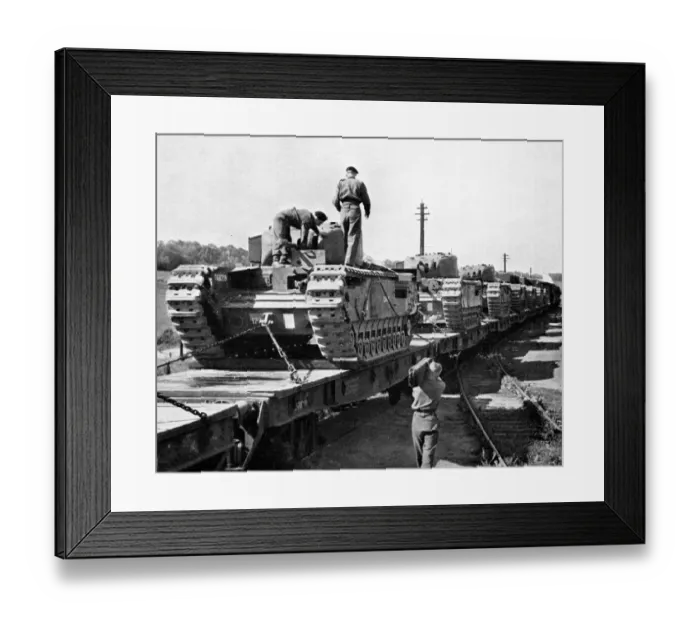 Framed Print : Loading Churchill Tanks at Marlborough High Level Station, 1942
