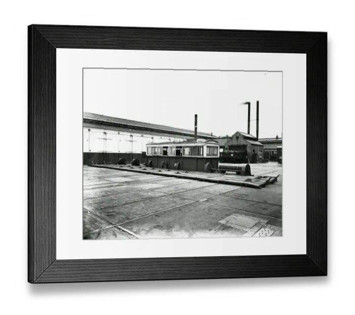 Framed Print : Steam Powered Traverser in the Carriage and Wagon Works, 1934