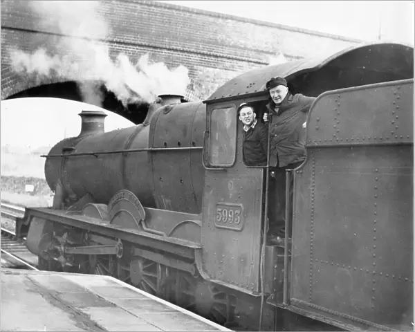 Locomotive No. 5993, Kirby Hall. With Driver Simms and Fireman Evans