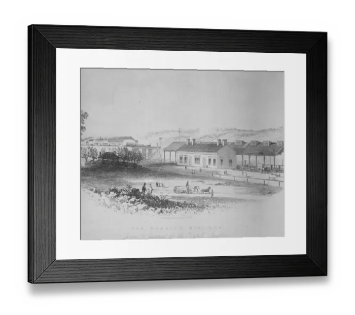 Framed Print : Early view of the stations at Reading, c1842
