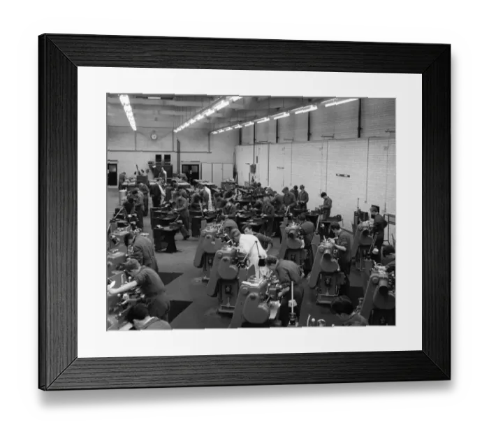 Framed Print : Apprentice Training School, Machine Shop, c1963 Framed Print : Apprentice Training School, Machine Shop, c1963