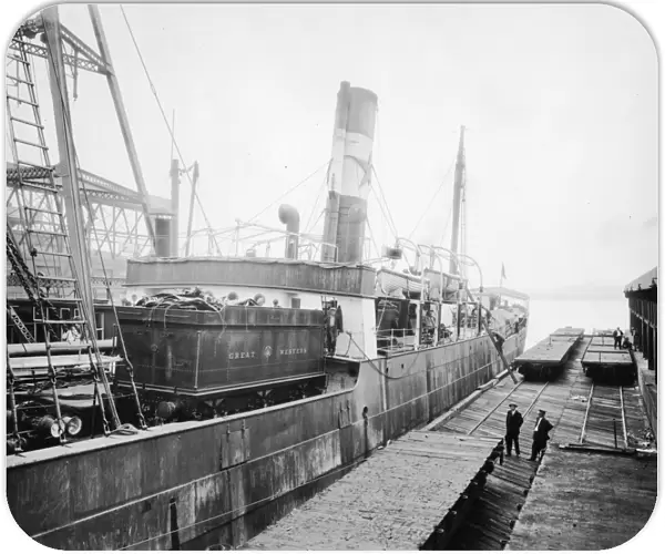Unloading the tender of King George V from the ship at Baltimore, 1927