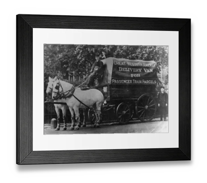 Framed Print : Great Western Railway Horse Drawn Delivery Van, c1910
