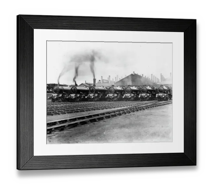 Framed Print : 7 King Class Locomotives at Swindon Shed, 1930 Framed Print : 7 King Class Locomotives at Swindon Shed, 1930