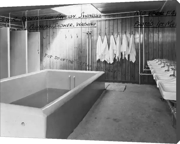 Plunge pool, showers and washing facilities at the GWR Sports Pavilion, Swindon, 1935