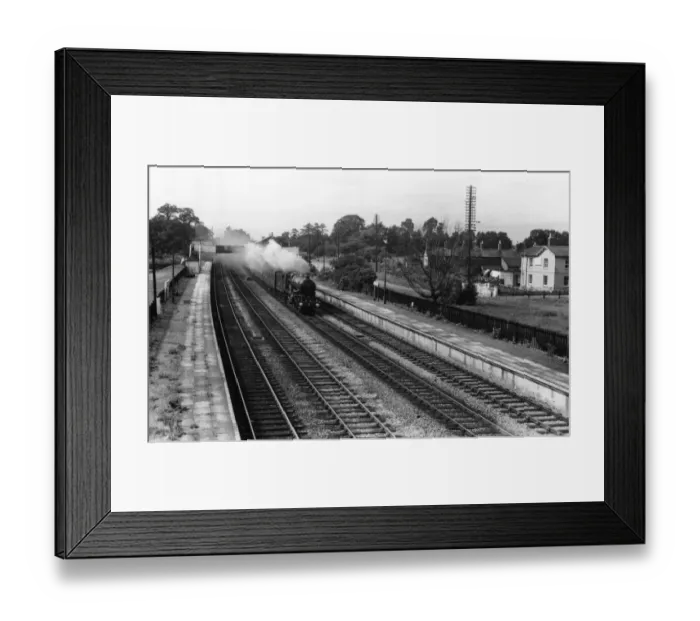 Framed Print : Locomotive No. 5051, Earl Bathurst, passing through Shrivenham Station, September 1958 Framed Print : Locomotive No. 5051, Earl Bathurst, passing through Shrivenham Station, September 1958