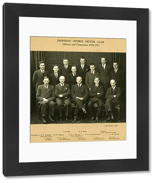 Swindon Works Motor Club committee members, 1932-33