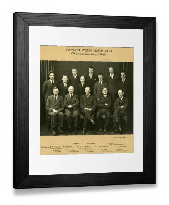 Framed Print : Swindon Works Motor Club committee members, 1932-33 Framed Print : Swindon Works Motor Club committee members, 1932-33