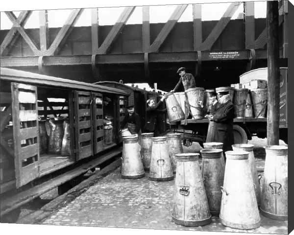 Collecting Milk Churns at Paddington Station, c. 1920s