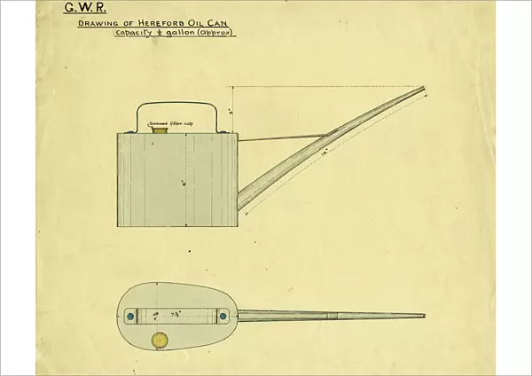 Drawing for a GWR oil can