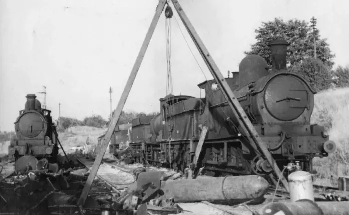 Framed Print : 0-6-0 Dean Goods locomotives No s. 2479, 2576, 2425 and 2399 in the process of being scrapped, c. 1949 Framed Print : 0-6-0 Dean Goods locomotives No s. 2479, 2576, 2425 and 2399 in the process of being scrapped, c. 1949