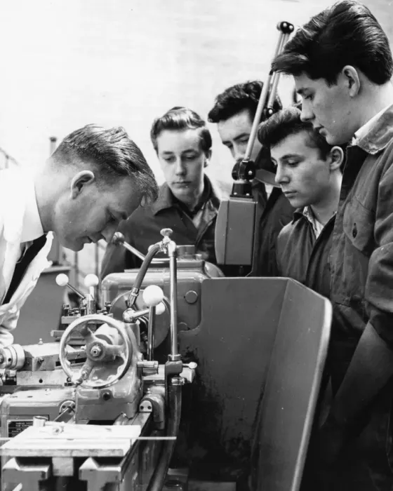 Framed Print : Apprentice Training School, Dean Street, Swindon, 1963 Framed Print : Apprentice Training School, Dean Street, Swindon, 1963