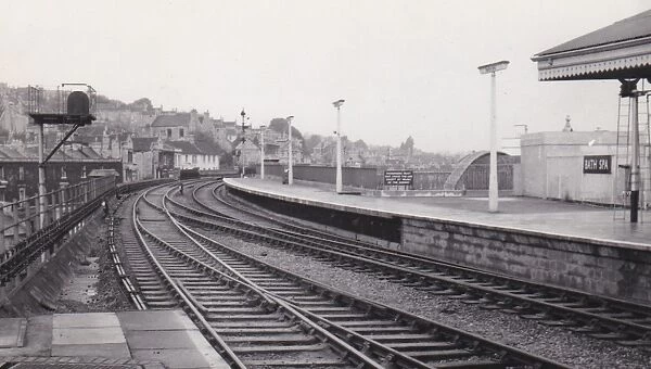 Bath Spa Station looking towards Bristol, Somerset, c. 1960