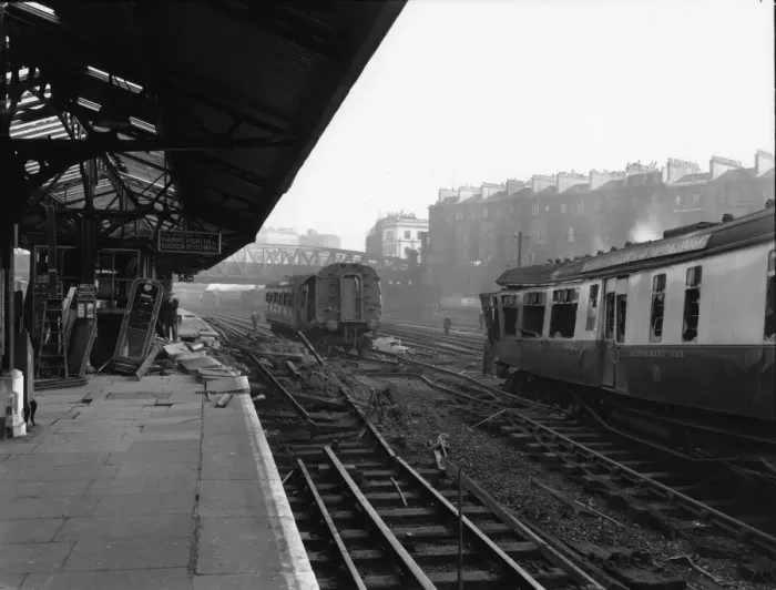 Framed Print : Bomb Damage at Royal Oak near Paddington c. 1940