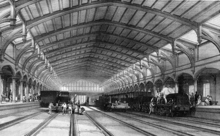 Framed Print : Bristol Temple Meads Station, c. 1843 Framed Print : Bristol Temple Meads Station, c. 1843