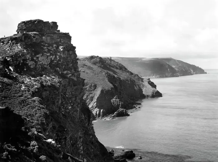 Framed Print : Castle Rock near Lynton, Devon, 1950