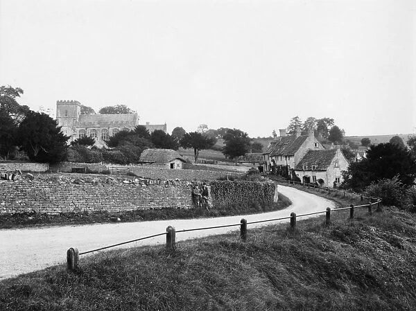 Chedworth, c1920s. View of Chedworth, looking north towards St Andrews Church
