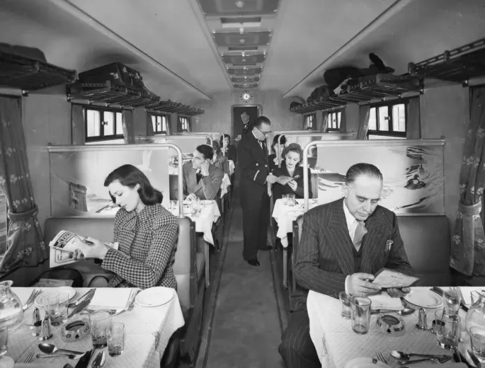 Framed Print : Third Class Saloon, Restaurant Car, 1946
