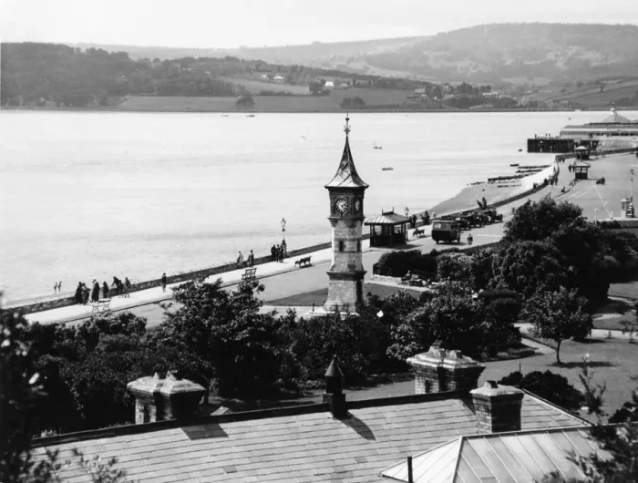 Framed Print : Clock Tower & Esplanade, Exmouth, Devon, August 1931