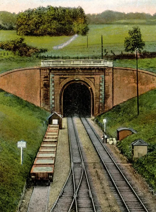 Framed Print : Colour tinted photo of Box Tunnel, c. 1920s