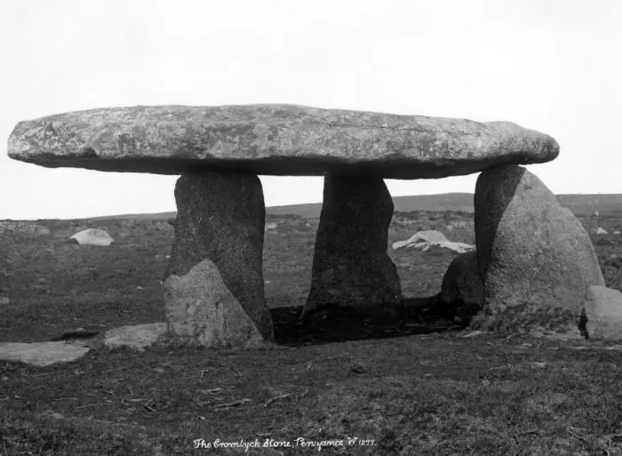 Framed Print : Cromlech Stone, near Penzance, December 1925 Framed Print : Cromlech Stone, near Penzance, December 1925